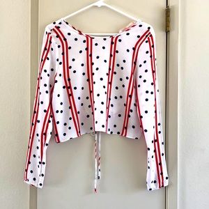 Zara dot and stripe open back top